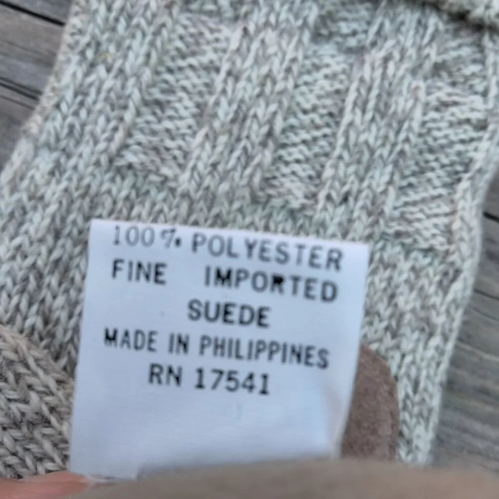 One Size VTG Wool Suede Blend Beige Fleece Lined Gloves RN#17541